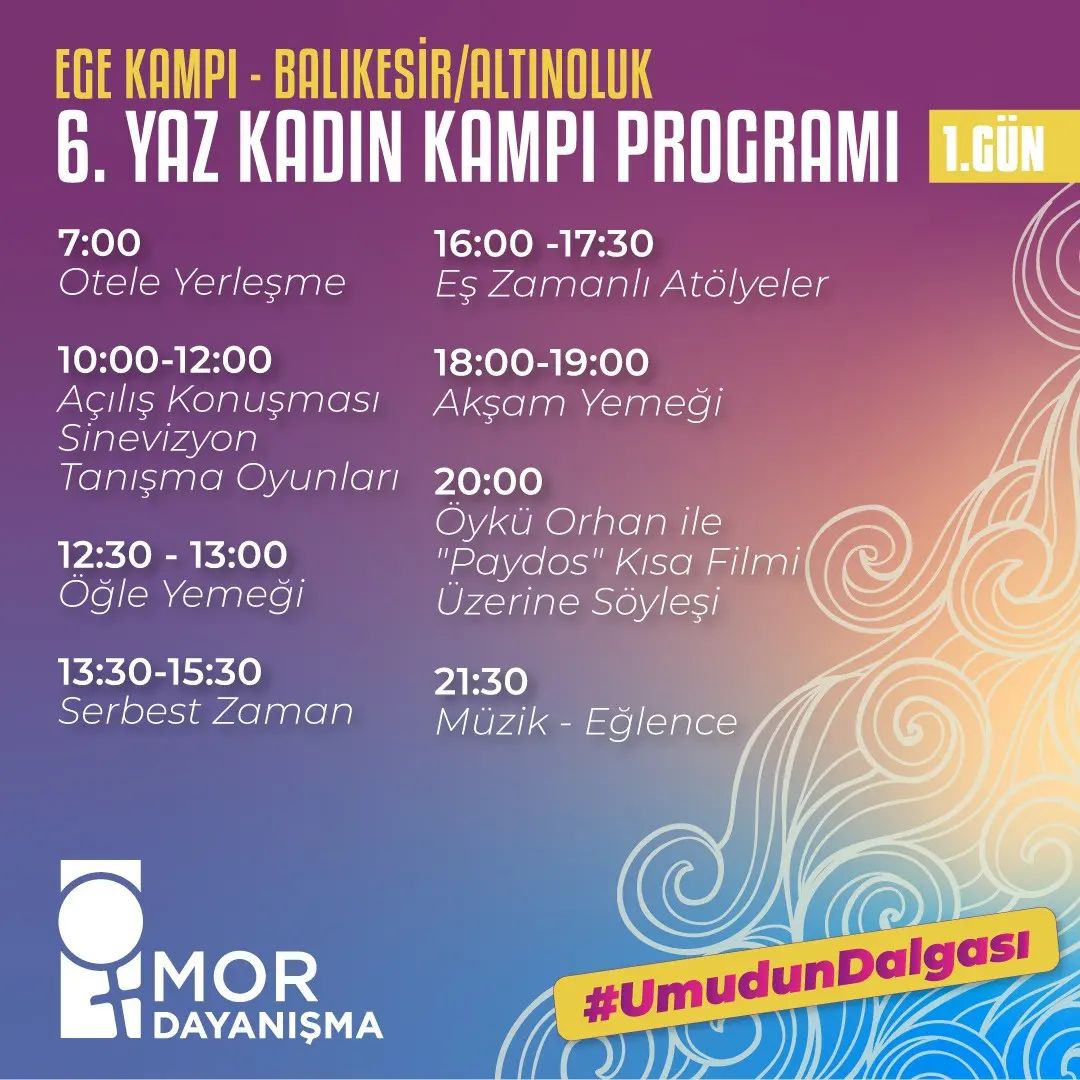 6. Yaz Kadın Kampı Programı (1. Gün)